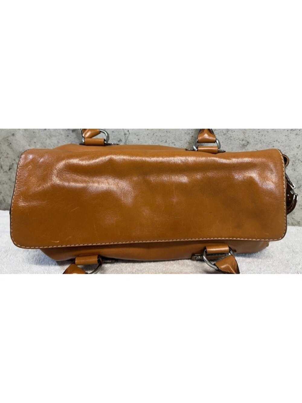Michael Kors Vintage Astor Cognac Brown Leather Satchel Belted Handbag Purse Y2K - Picture 4 of 12
